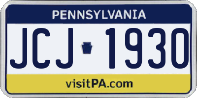 PA license plate JCJ1930