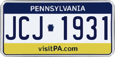 PA license plate JCJ1931