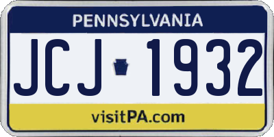 PA license plate JCJ1932