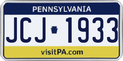 PA license plate JCJ1933