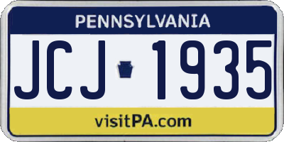 PA license plate JCJ1935