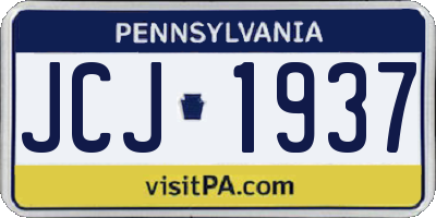 PA license plate JCJ1937