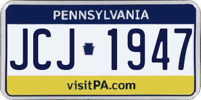 PA license plate JCJ1947