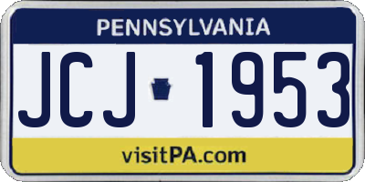 PA license plate JCJ1953