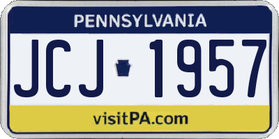 PA license plate JCJ1957