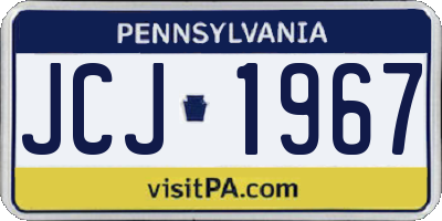 PA license plate JCJ1967