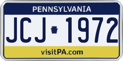 PA license plate JCJ1972
