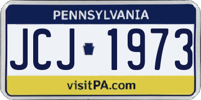 PA license plate JCJ1973