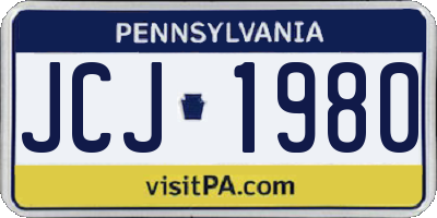 PA license plate JCJ1980