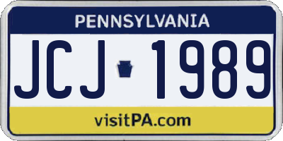 PA license plate JCJ1989