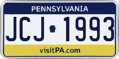 PA license plate JCJ1993