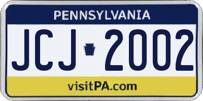 PA license plate JCJ2002