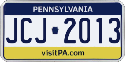 PA license plate JCJ2013
