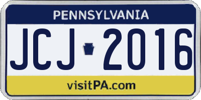 PA license plate JCJ2016
