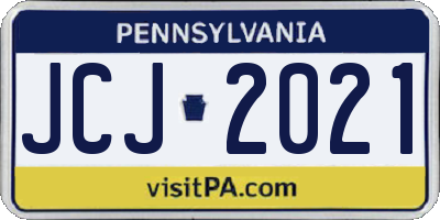 PA license plate JCJ2021