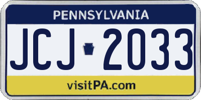 PA license plate JCJ2033