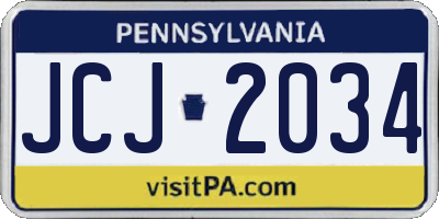 PA license plate JCJ2034
