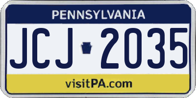 PA license plate JCJ2035