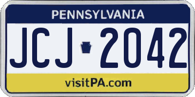 PA license plate JCJ2042