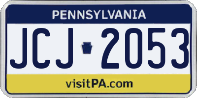PA license plate JCJ2053