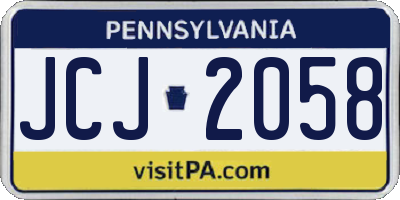 PA license plate JCJ2058