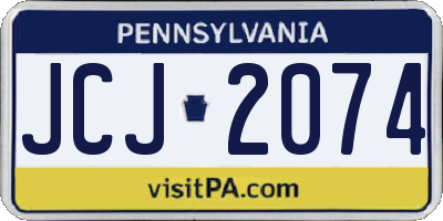 PA license plate JCJ2074