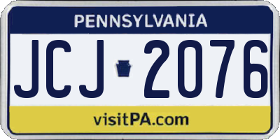 PA license plate JCJ2076