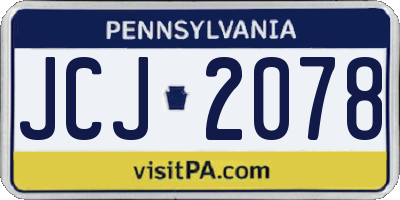 PA license plate JCJ2078