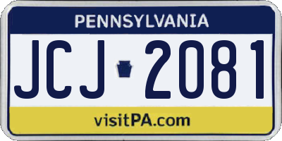 PA license plate JCJ2081