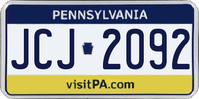 PA license plate JCJ2092
