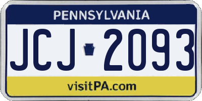 PA license plate JCJ2093