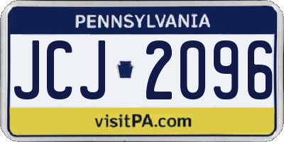 PA license plate JCJ2096