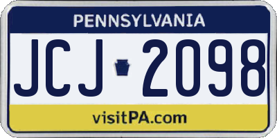 PA license plate JCJ2098