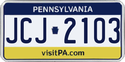 PA license plate JCJ2103