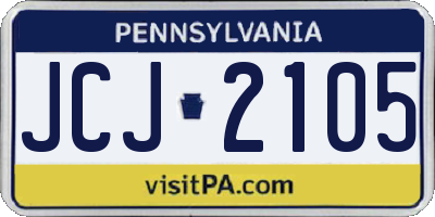 PA license plate JCJ2105