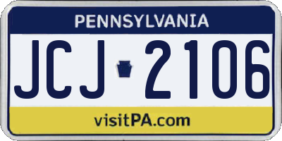 PA license plate JCJ2106