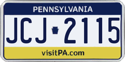 PA license plate JCJ2115