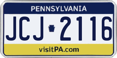 PA license plate JCJ2116