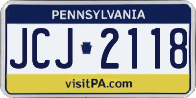 PA license plate JCJ2118