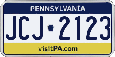 PA license plate JCJ2123