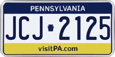 PA license plate JCJ2125