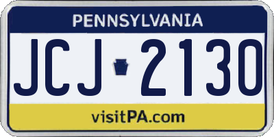 PA license plate JCJ2130