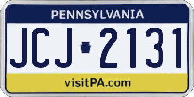 PA license plate JCJ2131