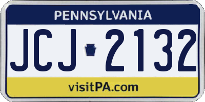 PA license plate JCJ2132