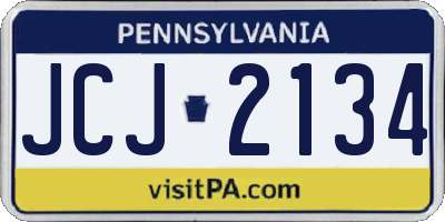 PA license plate JCJ2134