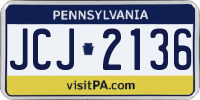 PA license plate JCJ2136