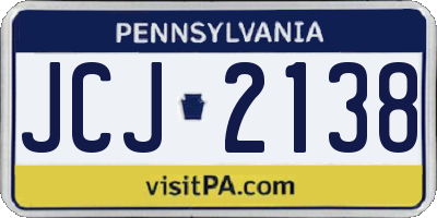 PA license plate JCJ2138