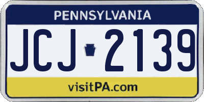 PA license plate JCJ2139
