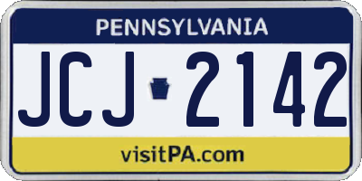 PA license plate JCJ2142