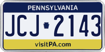 PA license plate JCJ2143